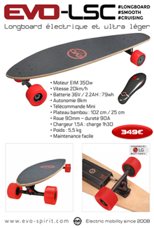 Skateboard Electrique Evo Spirit Curve V4 longboard électrique